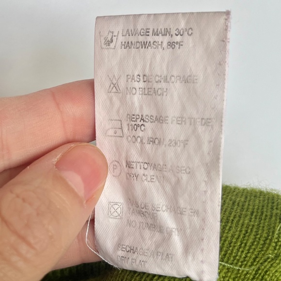 Vintage Kasha de Rodier 80s Women's Wool Sweater Skirt, Olive Green, Size 8 - Picture 6 of 9